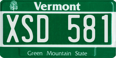 VT license plate XSD581