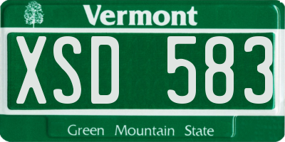 VT license plate XSD583