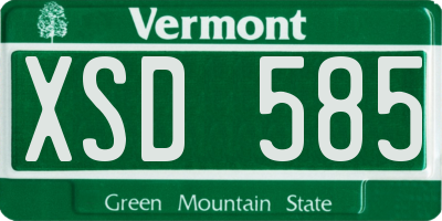 VT license plate XSD585