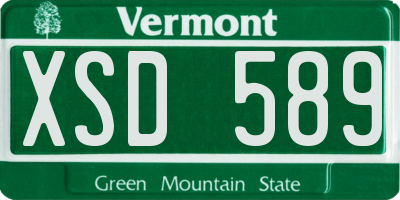 VT license plate XSD589