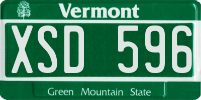 VT license plate XSD596