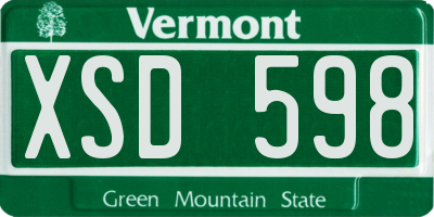 VT license plate XSD598
