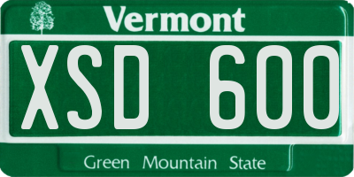VT license plate XSD600