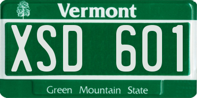 VT license plate XSD601