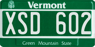 VT license plate XSD602