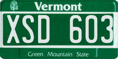 VT license plate XSD603