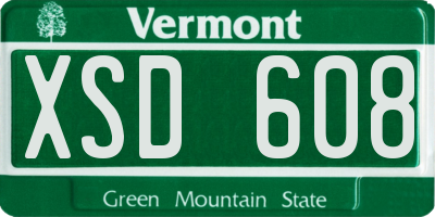 VT license plate XSD608