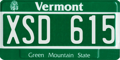 VT license plate XSD615