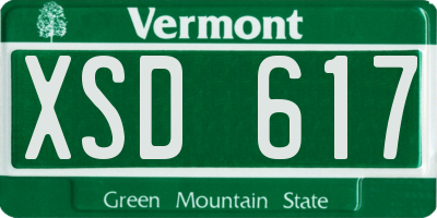 VT license plate XSD617