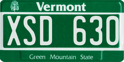VT license plate XSD630