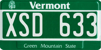 VT license plate XSD633