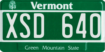 VT license plate XSD640