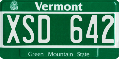 VT license plate XSD642