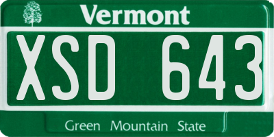 VT license plate XSD643