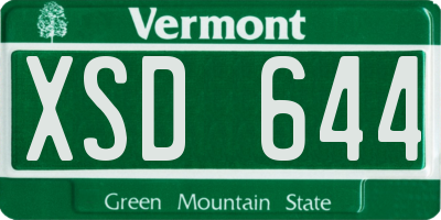 VT license plate XSD644
