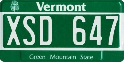 VT license plate XSD647