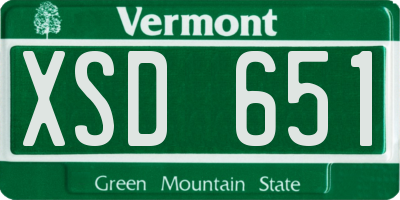 VT license plate XSD651