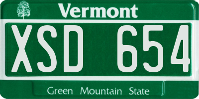 VT license plate XSD654