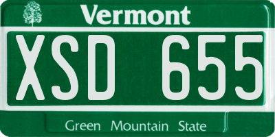 VT license plate XSD655