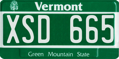 VT license plate XSD665