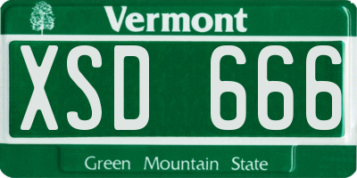 VT license plate XSD666