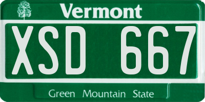 VT license plate XSD667