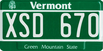 VT license plate XSD670