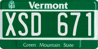 VT license plate XSD671