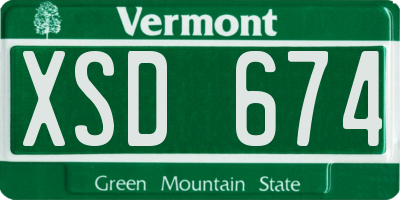 VT license plate XSD674