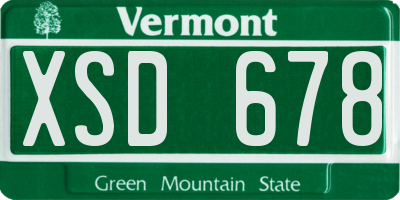 VT license plate XSD678