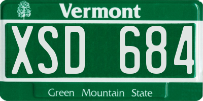 VT license plate XSD684