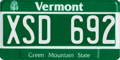 VT license plate XSD692