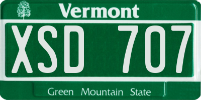 VT license plate XSD707