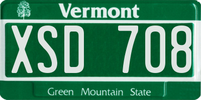 VT license plate XSD708