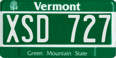 VT license plate XSD727