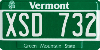 VT license plate XSD732