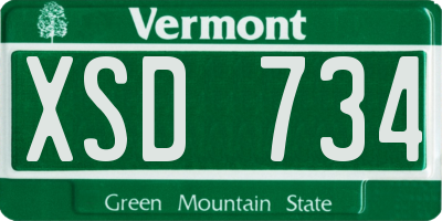 VT license plate XSD734