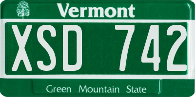 VT license plate XSD742