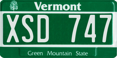 VT license plate XSD747