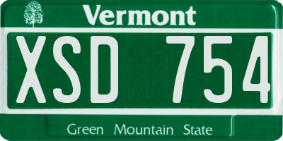 VT license plate XSD754
