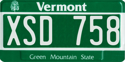 VT license plate XSD758