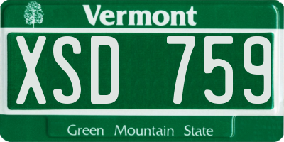 VT license plate XSD759