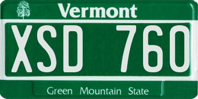VT license plate XSD760