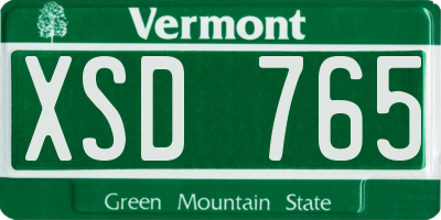 VT license plate XSD765