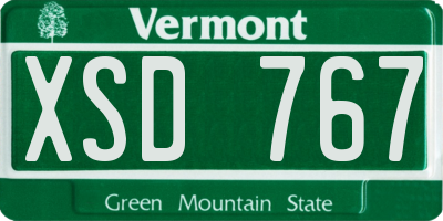 VT license plate XSD767