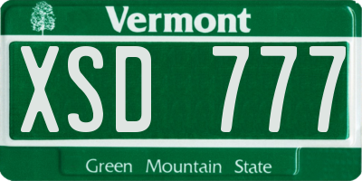 VT license plate XSD777