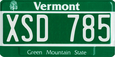 VT license plate XSD785