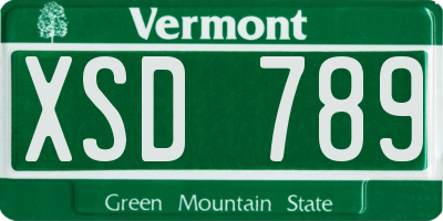 VT license plate XSD789