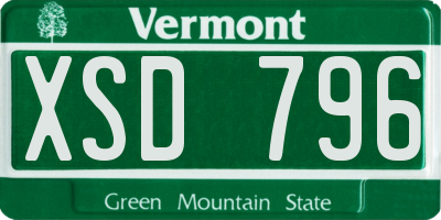 VT license plate XSD796