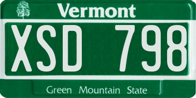 VT license plate XSD798